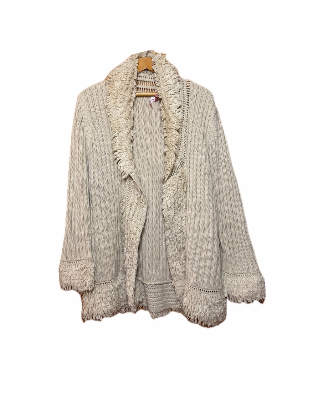 Cozy Cream almost famous Shag-Trim Knit Cardigan